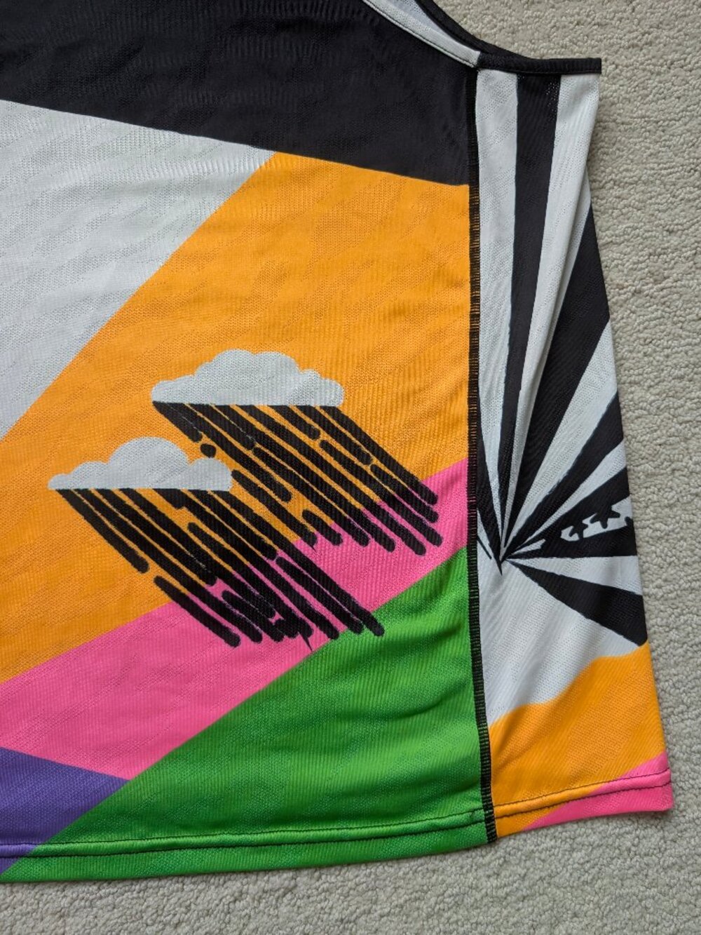 LN RNNR Rabbit Men's Large Vibrant Color Print Tank Top NEON Running Singlet EUC - Picture 9 of 15